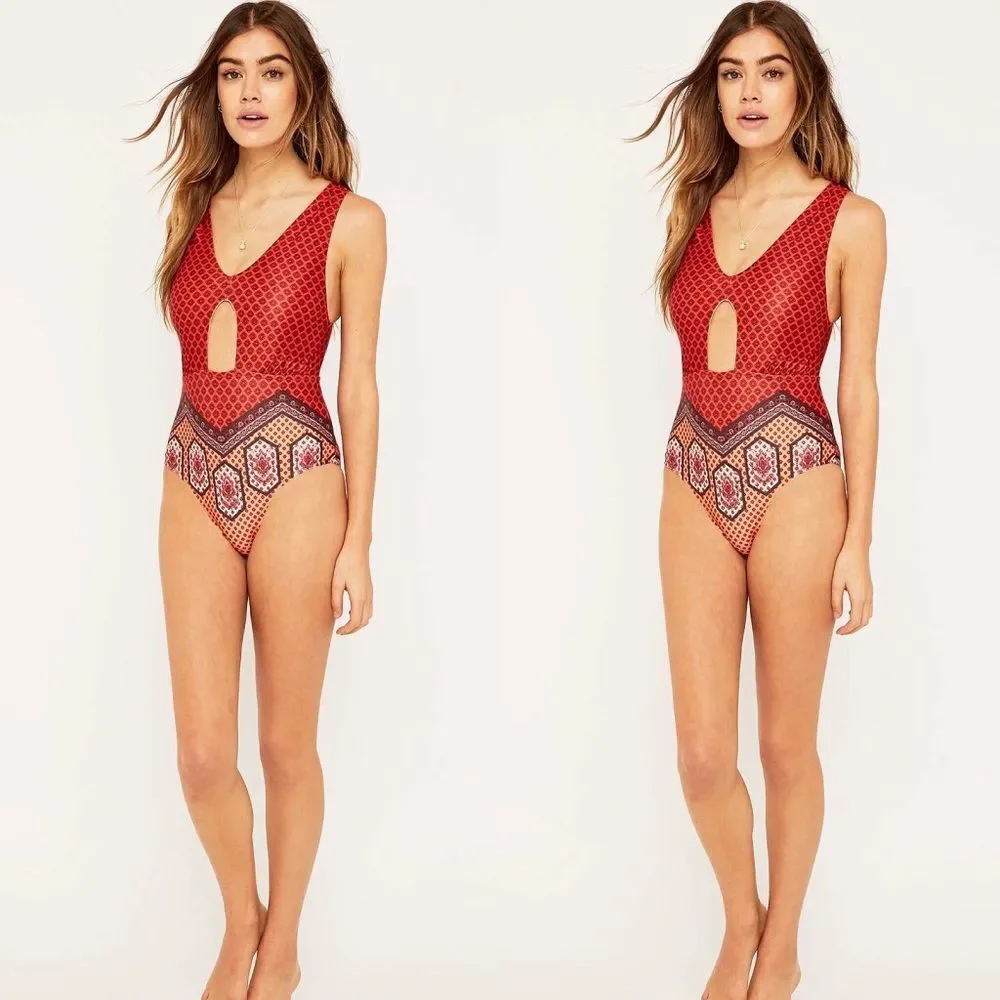 UO x MINKPINK Rosewater Plunging Bodice One-Piece